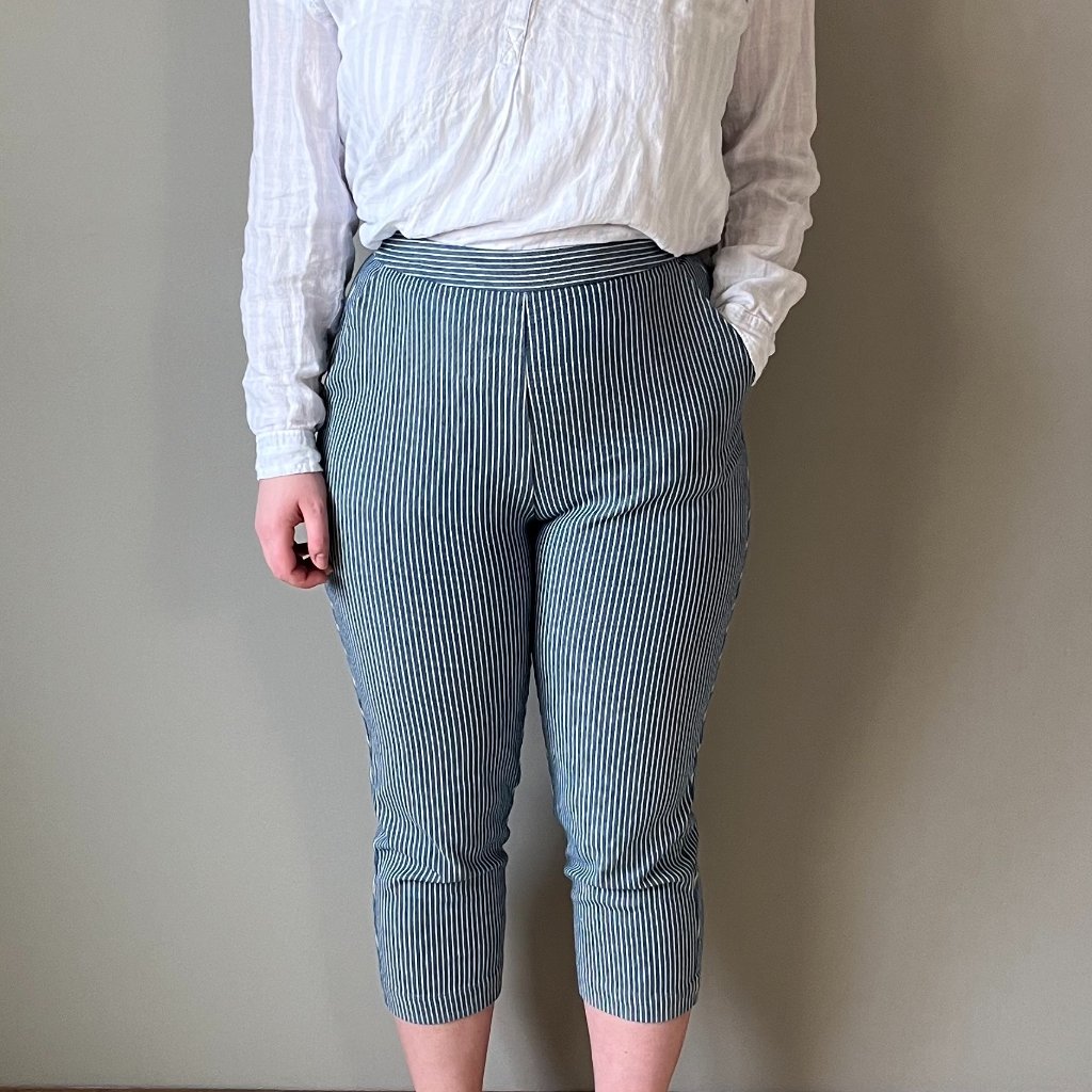 Alpha 60 Cropped Trousers Railroad Stripe Pants